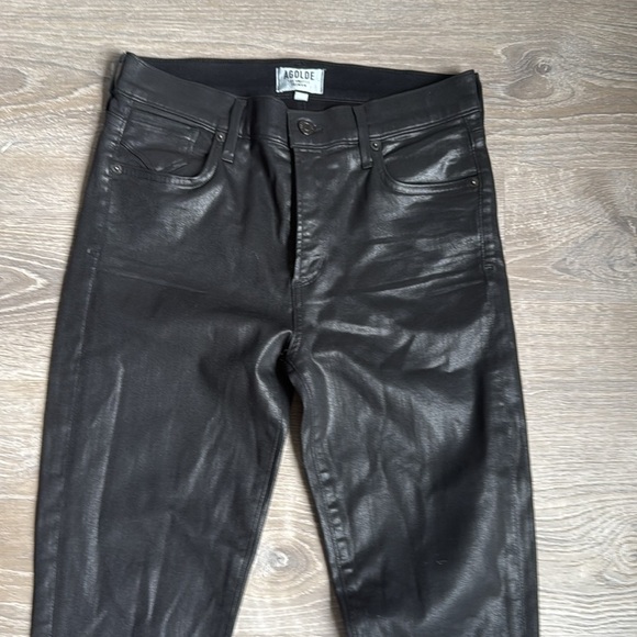 AGolde Sophie cropped High Rise Skinny Coated Wax Jeans 29 - Picture 4 of 12